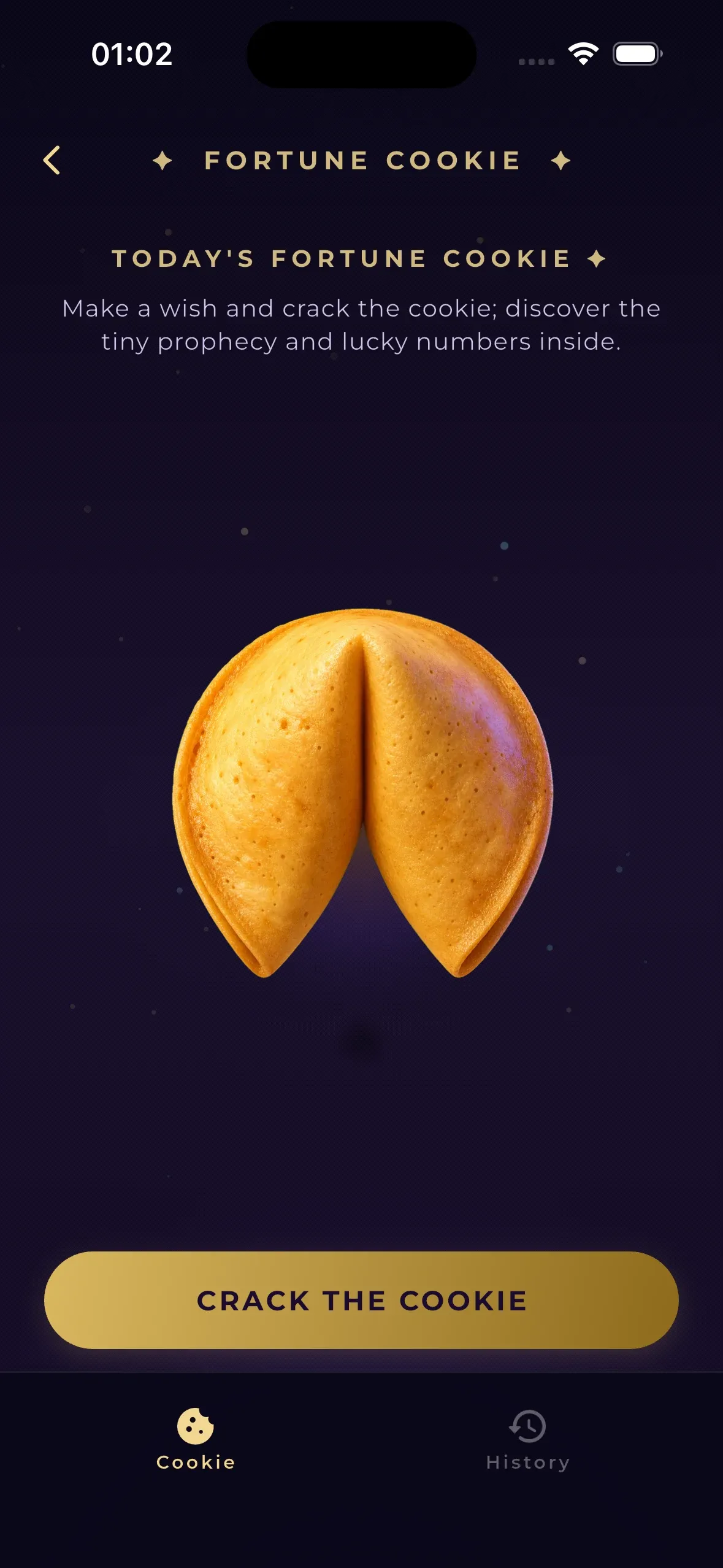 Luvris Fortune Cookie — One crack a day, one sentence of wonder.